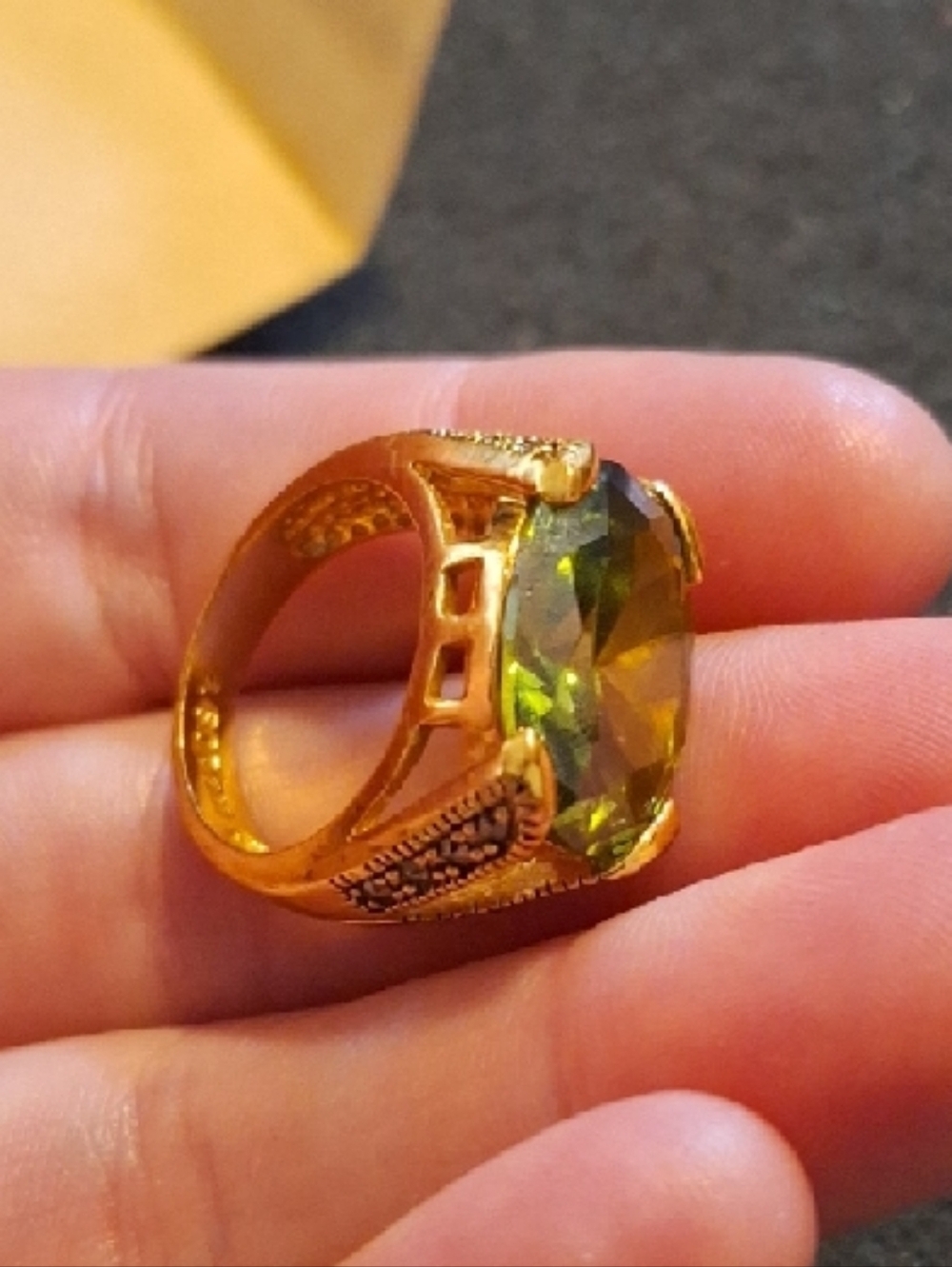 Goldtoned-Setting Green Oval Gemstone Ring - Lia Sophia - Picture 4 of 5